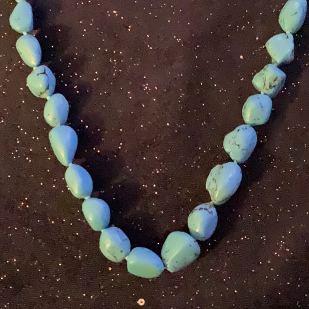 Genuine American Turquoise Bead Necklace - 32”